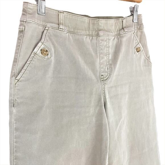 SPANX Stretch Twill Pull-On Cropped Wide-Leg Pant in Light Sage Green Size M - Picture 3 of 8